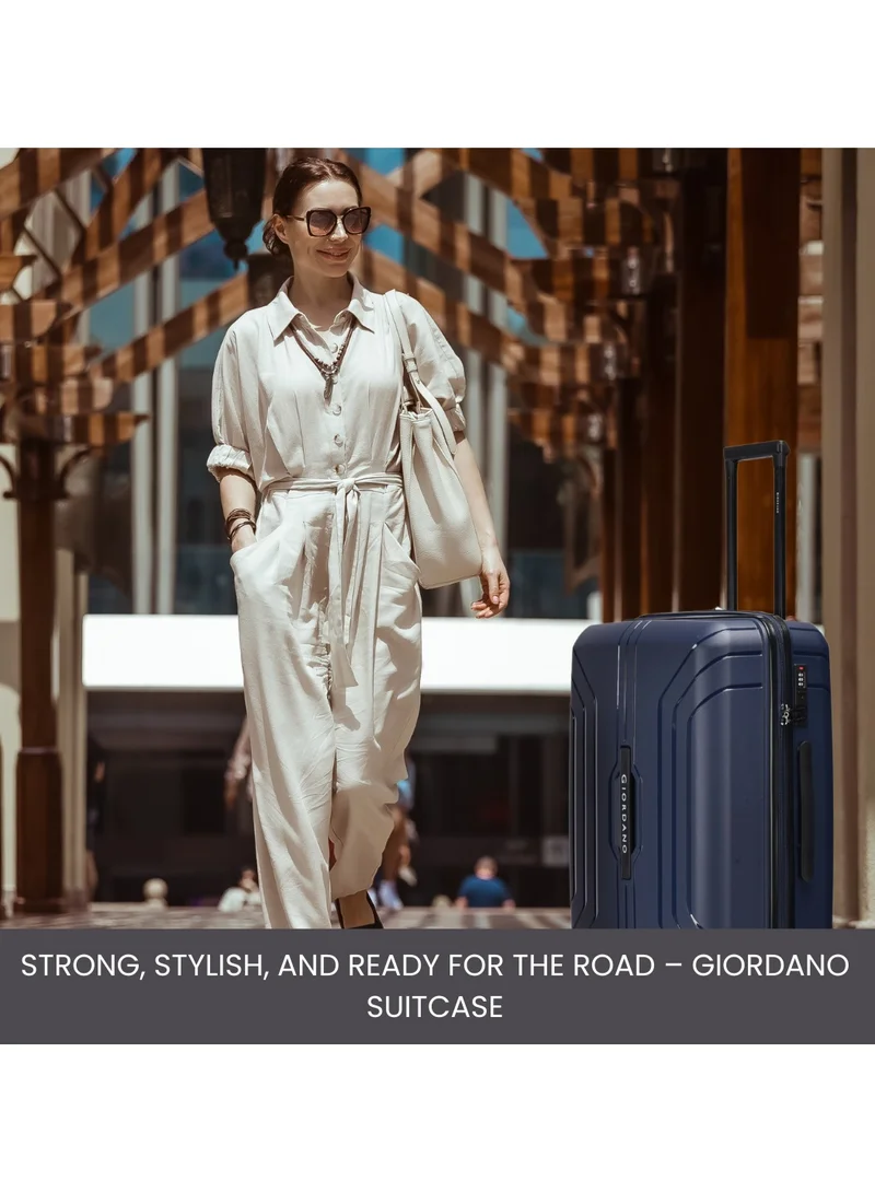 GIORDANO Navy Giordano Luggage Sets of 2 Hard Shell PP Durable Lightweight Carry on & Checked Suitcase with Double Spinner Wheels, Secure Combination Lock Travel Bag, Unbreakable Hardcase Suitcase 2 Pcs Navy (S+L)  | Best Price UAE