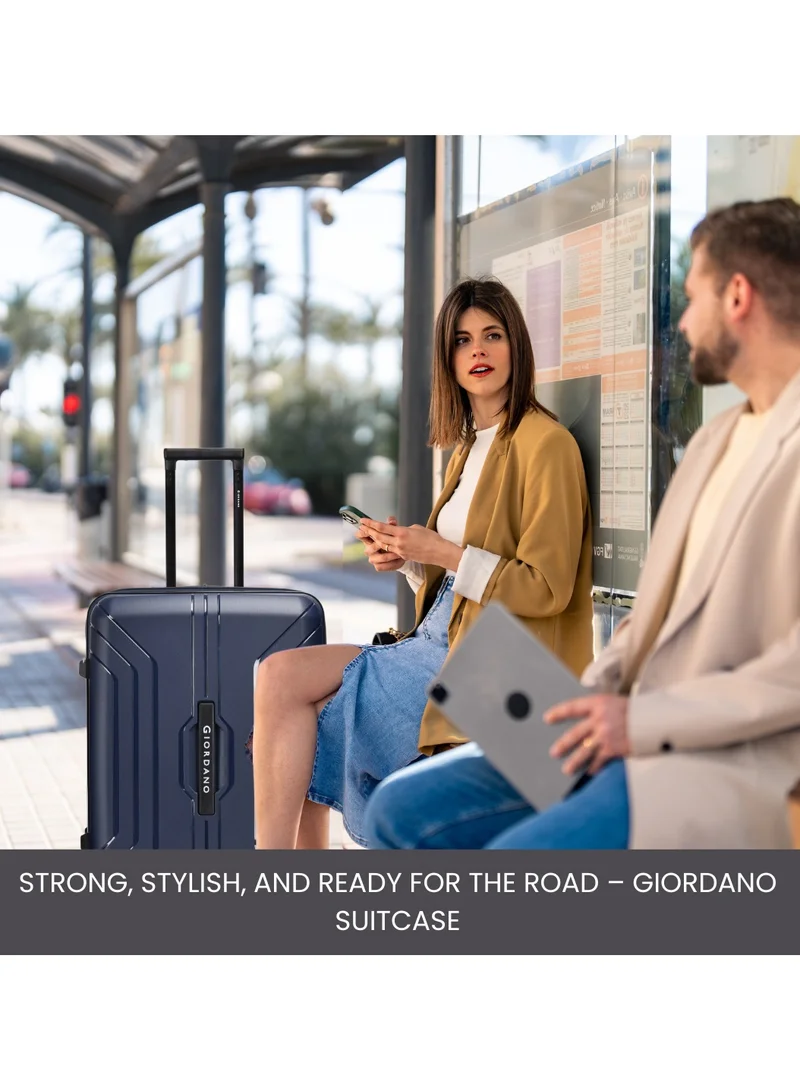 GIORDANO Navy Giordano Luggage Sets of 2 Hard Shell PP Durable Lightweight Carry on & Checked Suitcase with Double Spinner Wheels, Secure Combination Lock Travel Bag, Unbreakable Hardcase Suitcase 2 Pcs Navy (S+L)  | Best Price UAE