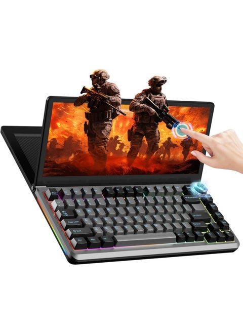 V2COM Touch Screen Keyboard Monitor - 13" Multifunctional Mechanical Portable Foldable Keyboard with USB/SSD Expansion Compact 82 Keys