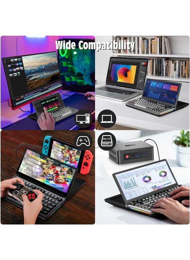 V2COM - V2COM Touch Screen Keyboard Monitor - 13" Multifunctional Mechanical Portable Foldable Keyboard with USB/SSD Expansion Compact 82 Keys - Image 1