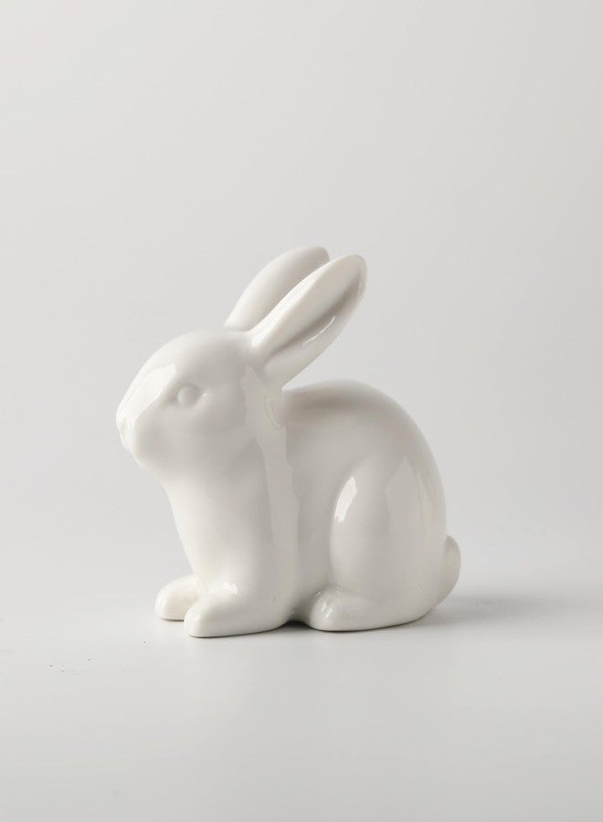 GOODSTART Ceramic Bunny Rabbits Easter Bunny Figurine Porcelain Modern Art Home Decoration, Statues for Spring Home Decor, Easter Decorations Rabbit Figurines - Image 4
