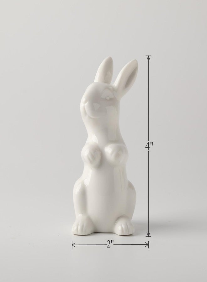 GOODSTART Ceramic Bunny Rabbits Easter Bunny Figurine Porcelain Modern Art Home Decoration, Statues for Spring Home Decor, Easter Decorations Rabbit Figurines - Image 3