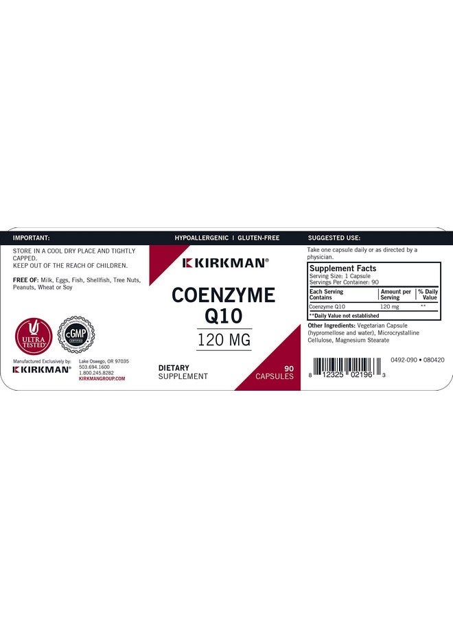 Kirkman Coenzyme Q10 120 Mg Capsules Hypo 90 Ct - Image 4