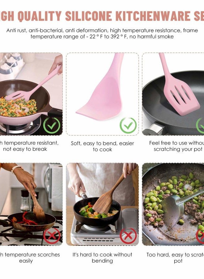 Pranski Kitchen Utensils Set-12 Pieces Silicone Cooking Utensils Set (Dishwasher Safe) 392°F Heat Resistant Spatula Set, Nonstick Cookware - Image 3
