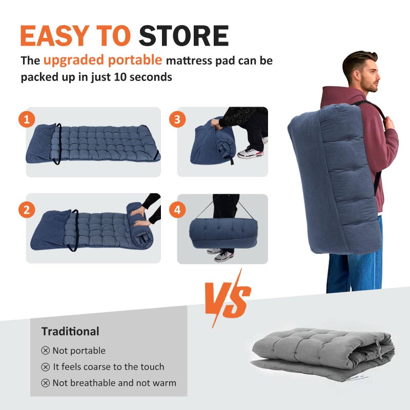 ATORPOK Camping Cot for Adults with Cushion Comfortable, Portable Folding Bed for Sleeping Supports 450 lbs (Blue) - Image 3