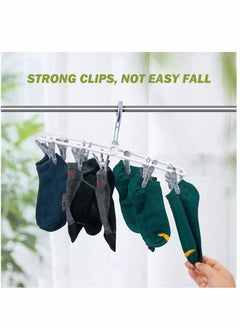 Y&D Foldable Clip Hangers with 12 Drying Clips 2Pack Underwear Hanger Clips Plastic Laundry and Drip for Socks Lingerie Clothes Sturdy Blue+Purple  - Image 2