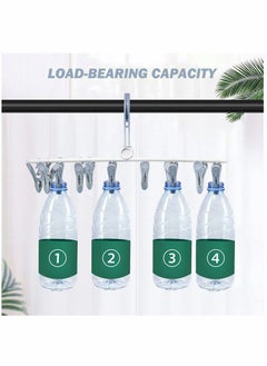 Y&D Foldable Clip Hangers with 12 Drying Clips 2Pack Underwear Hanger Clips Plastic Laundry and Drip for Socks Lingerie Clothes Sturdy Blue+Purple  - Image 3