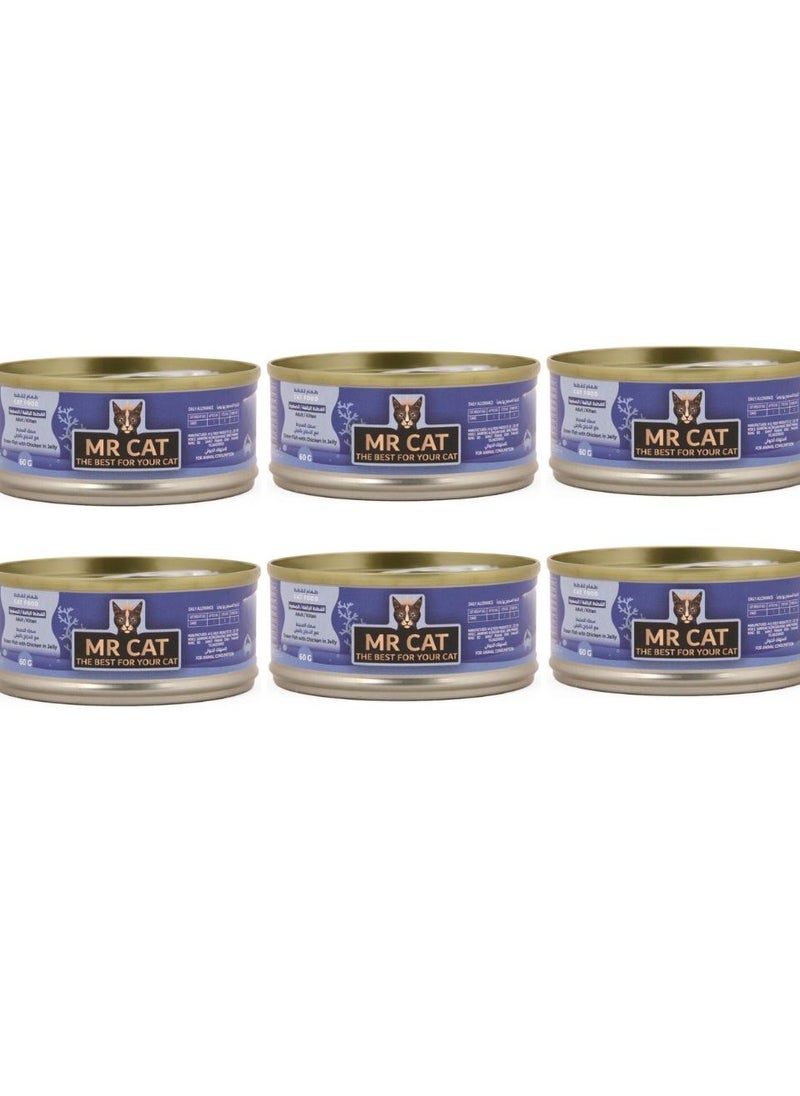 MR CAT Cat Adult And Kitten Wet Food Ocean Fish With Chicken in Jelly Flavor Pack Of 6  - Image 1