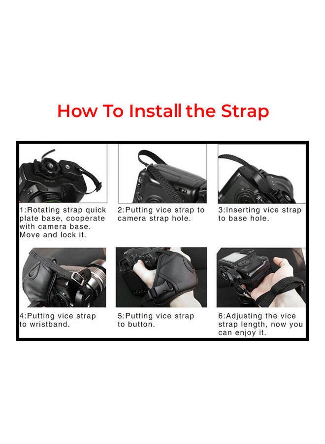 NIBEMINENT Faux Leather Professional Hand Grip Triangle Wrist Strap Compatible For Nikon Camera, Cannon DSLR Digital SLR, Mirrorless camera & Camcorders - Black  - Image 4