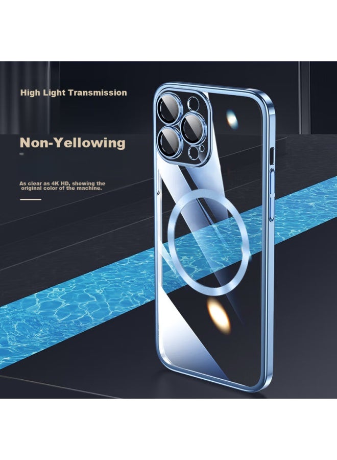 Kelleia Iphone 15 Plus/max Case, Iphone 15 Max Electroplated Magnetic Protective Cover With Camera Lens Film, Full Protection Ultra-thin Shockproof Case, Light Blue - Image 4