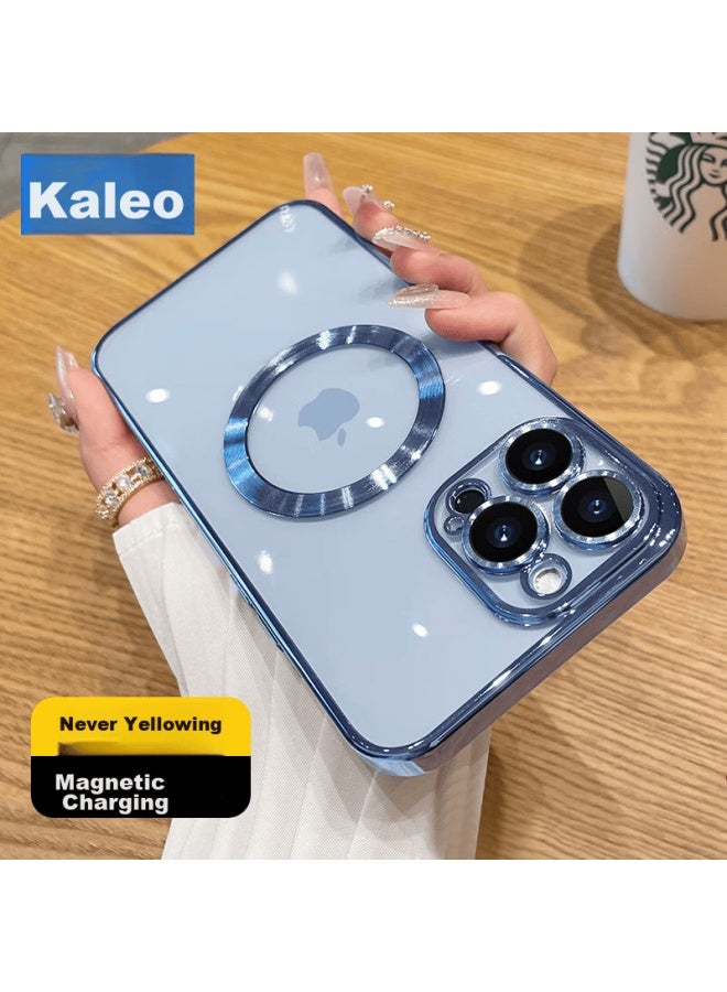 Kelleia Iphone 15 Plus/max Case, Iphone 15 Max Electroplated Magnetic Protective Cover With Camera Lens Film, Full Protection Ultra-thin Shockproof Case, Light Blue - Image 1