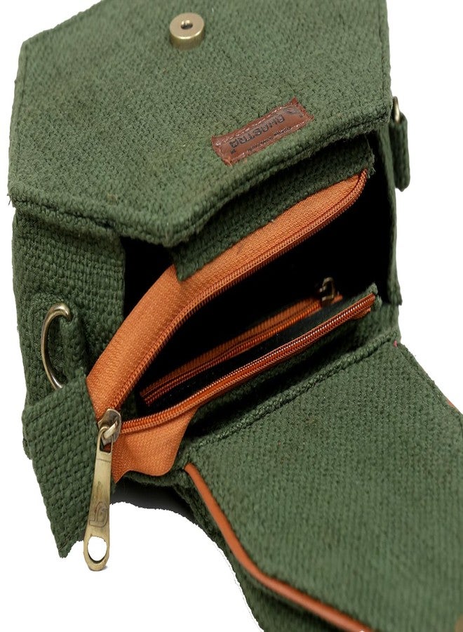 BHASTRA Bahstra Hexagone Fever Sling Bag - Green |Handloom woven cotton and vegan leather | Bag for Women - Girls Travel Crossbody Bags with Adjustable Strap - Ideal For Gifting - Image 4