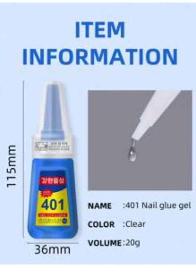 Manicure No-Bake Quick-Dry Multifunctional 20g Glue, 401 Super Strong Gel Adhesive, Suitable for Fake Nails and Patches - Image 5