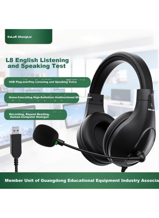 salar Shenglai L8 English Listening And Speaking Exam Headphones Over-ear Wired Student Online Class Human-computer Dialogue Recording Reading Aloud English Speaking Mandarin Headset With Microphone Usb/typ - Image 3