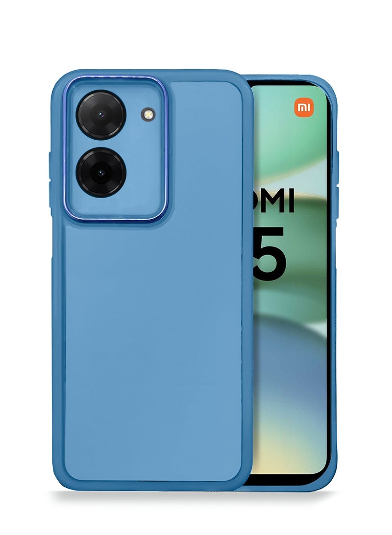 Wtech Xiaomi Redmi A5 4G 2025 Soft Transparent TPU Silicone Ultra Thin Phone Stylish Electroplated Camera Border Back Case Cover - Blue - Image 1