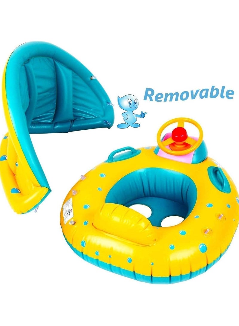 ORiTi Baby Inflatable Swimming Ring with Adjustable Sun Shade Pool Float Baby Inflatable Swimming Floats Safety Seat for Age 6 and 36 Months Toddlers with Carry Bag - Image 2