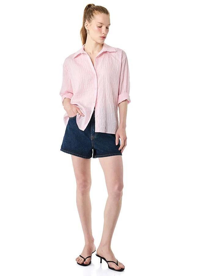 كوتون Striped Oversize Shirt