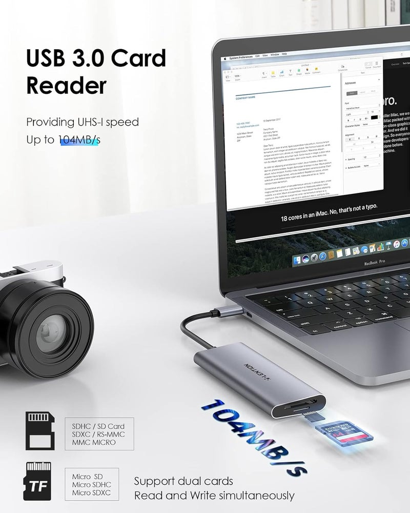 LENTION USB-C Hub with 4K HDMI, 3 USB 3.0 Ports, SD Card Reader, Compatible with MacBook Pro 13-16 (2025-2016), iPad Pro/MacBook Air/Surface, Stable Driver Multiport Adapter (CB-C34, Gray) - Image 3