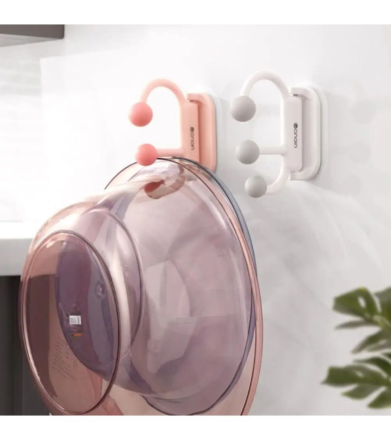 Blue Rotating Wall Hook With Abs Plastic Rotator And Anti Slip Base Space Saving Hanging Shelf Storage For Bathroom Shower Bathtub Sink Towels Bath Accessories No Drill Installation - Image 1