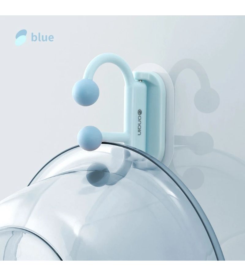Blue Rotating Wall Hook With Abs Plastic Rotator And Anti Slip Base Space Saving Hanging Shelf Storage For Bathroom Shower Bathtub Sink Towels Bath Accessories No Drill Installation - Image 5