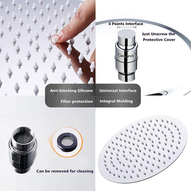 Getaria Rain Shower Head,10 Inch High Pressure Rainfall Showerhead Large Waterfall Shower Head with Anti-Limescale Nozzles Rain Shower Head Round - Image 3