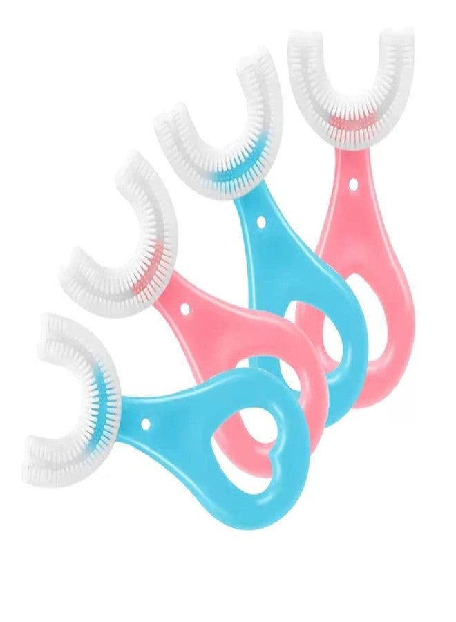 Wavva 4 Pack U Shaped Manual Toothbrush Kids, Kids Toothbrushes Soft Silicone Brush Head Whole Mouth Toothbrush With Handle 360 ° Oral Teeth Cleaning Design For Toddler Toothbrush Age 2-6,Multicolor - Image 1