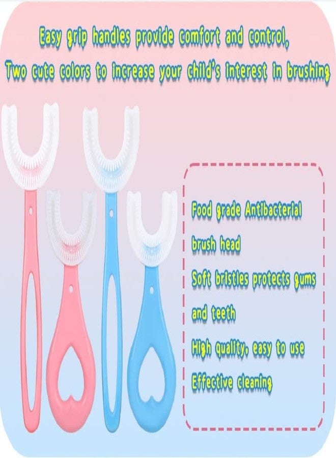 Wavva 4 Pack U Shaped Manual Toothbrush Kids, Kids Toothbrushes Soft Silicone Brush Head Whole Mouth Toothbrush With Handle 360 ° Oral Teeth Cleaning Design For Toddler Toothbrush Age 2-6,Multicolor - Image 3
