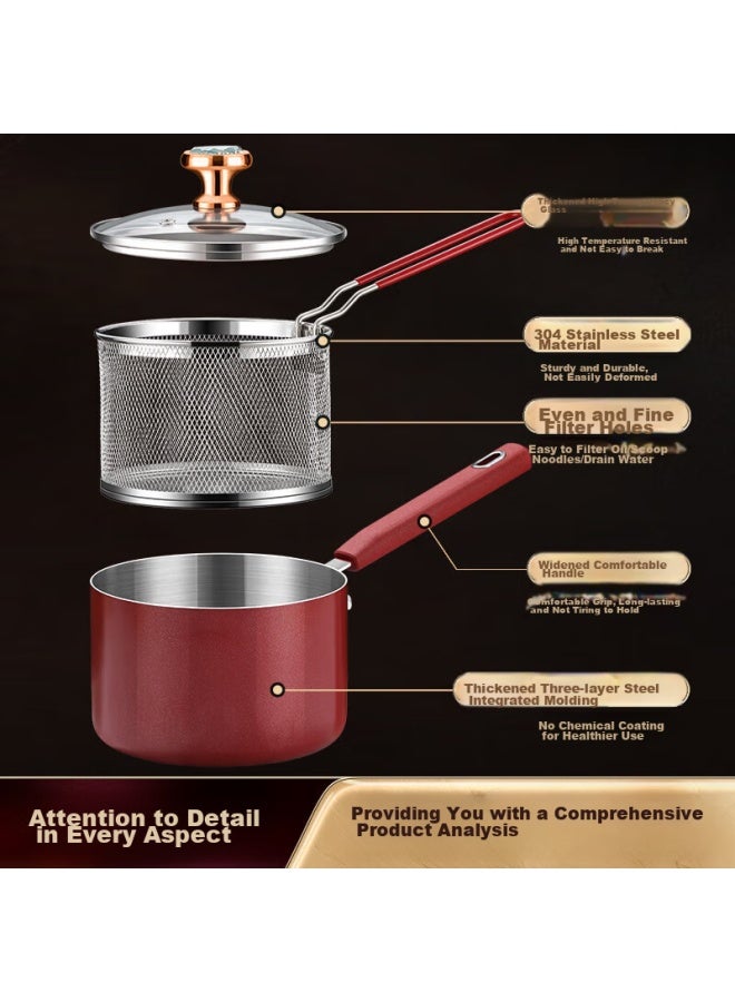 Ssn Zhaizhaipu 304 Stainless Steel Deep Fryer, Home Use, Deep-frying Pot, Small Tenpura Deep Fryer, Specialized For Deep-frying, Skewer Frying Pot - Image 4