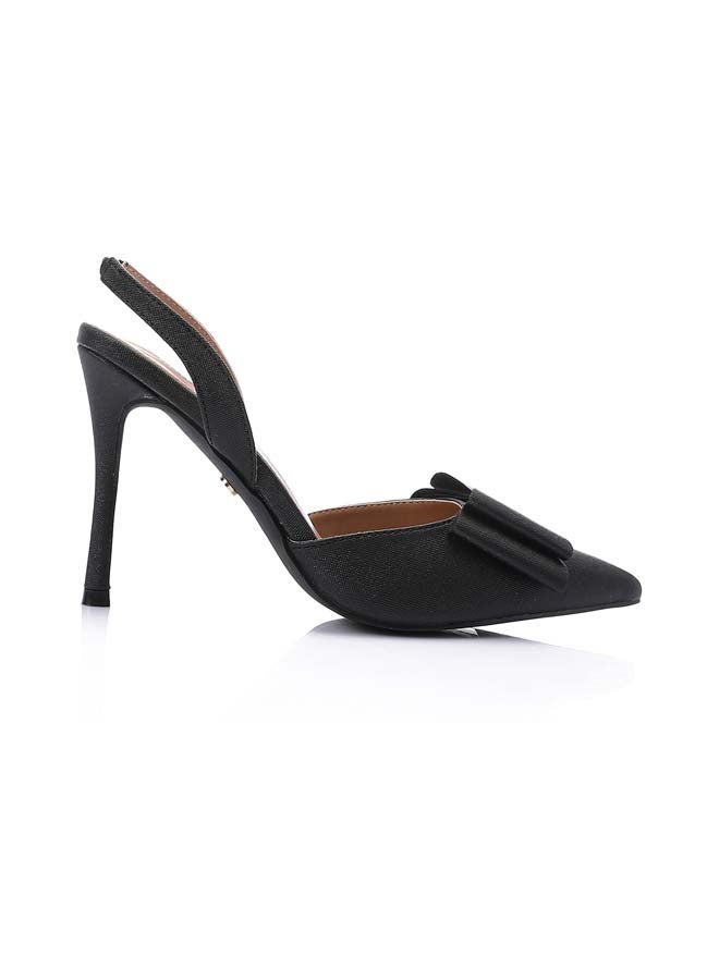 Midnight Elegance Bow Heels - Black