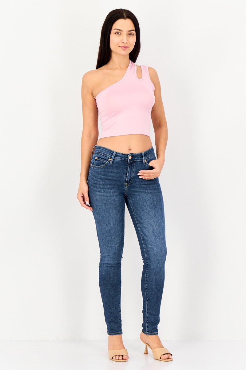 Levi's Women 711 Skinny Fit Washed Stretchable Denim Jeans, Blue - Image 2