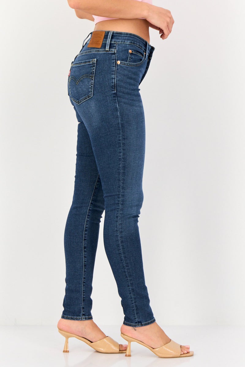 Levi's Women 711 Skinny Fit Washed Stretchable Denim Jeans, Blue - Image 4
