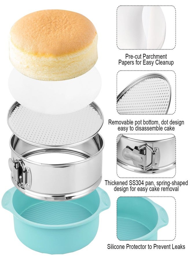 Spmarkt 10-inch Stainless Steel Springform Pan with Silicone Protector, Removable Bottom, Parchment Paper, Decorating Kit Piping Bags and Tips- Great for Birthday Parties - Image 4