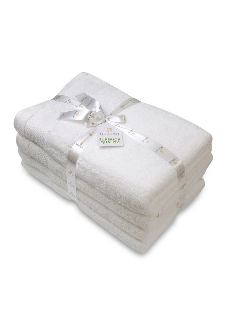 REZLAN UAE REZLAN Premium Cotton Bath Towel Set (4-Pack) – 100% Soft, Absorbent & Quick-Drying
*Luxury 600 GSM Bath Towels - 70×144 cm / 27×57 inches - WHITE - Image 2