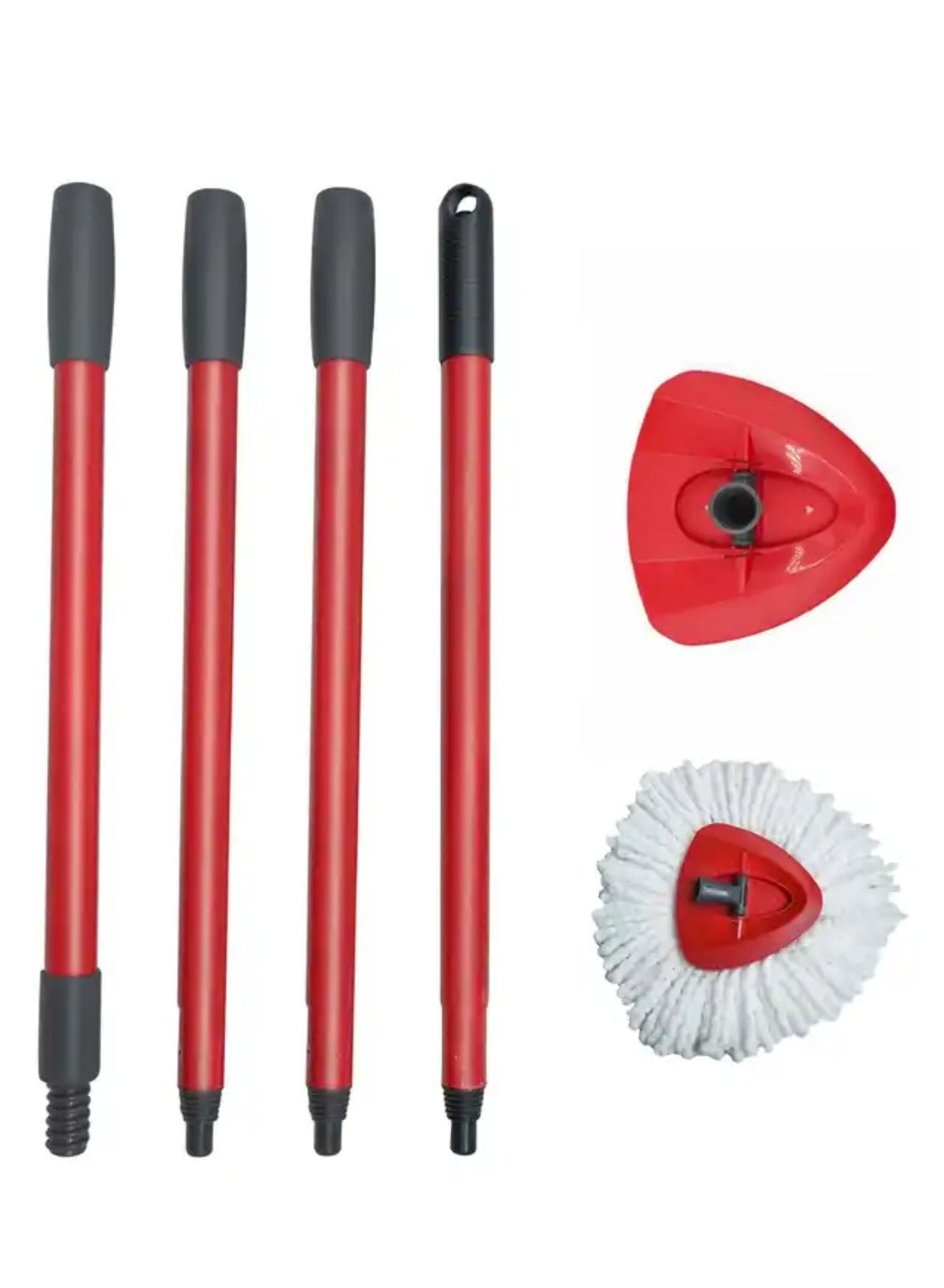 Zalcoon Spin Mop Replacement Handle & Base - Mop Stick Compatible with Vileda / O-cedar Easy Wring Spin Mop & Bucket System, 4-Section 30" to 58" Mop Handle Replacement Stick with Base & Refill