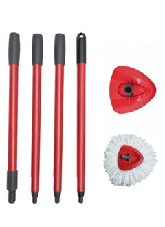 Zalcoon Spin Mop Replacement Handle & Base - Mop Stick Compatible with Vileda / O-cedar Easy Wring Spin Mop & Bucket System, 4-Section 30" to 58" Mop Handle Replacement Stick with Base & Refill  - Image 1