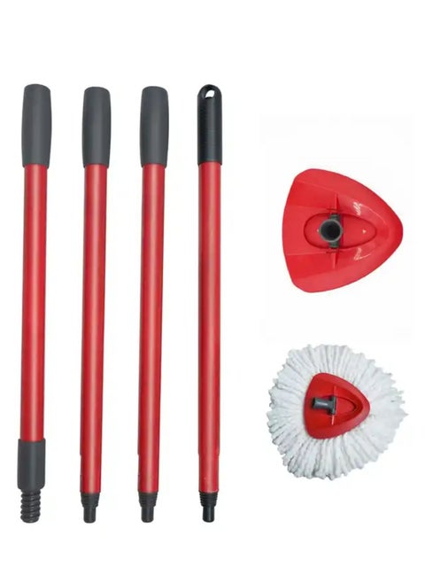 Spin Mop Replacement Handle & Base - Mop Stick Compatible with Vileda / O-cedar Easy Wring Spin Mop & Bucket System, 4-Section 30" to 58" Mop Handle Replacement Stick with Base & Refill