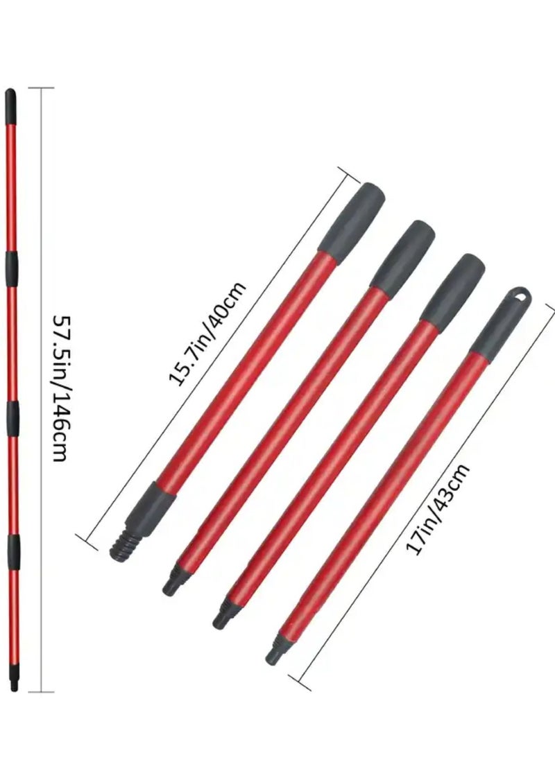 Zalcoon - Spin Mop Replacement Handle & Base - Mop Stick Compatible with Vileda / O-cedar Easy Wring Spin Mop & Bucket System, 4-Section 30" to 58" Mop Handle Replacement Stick with Base & Refill - Image 1