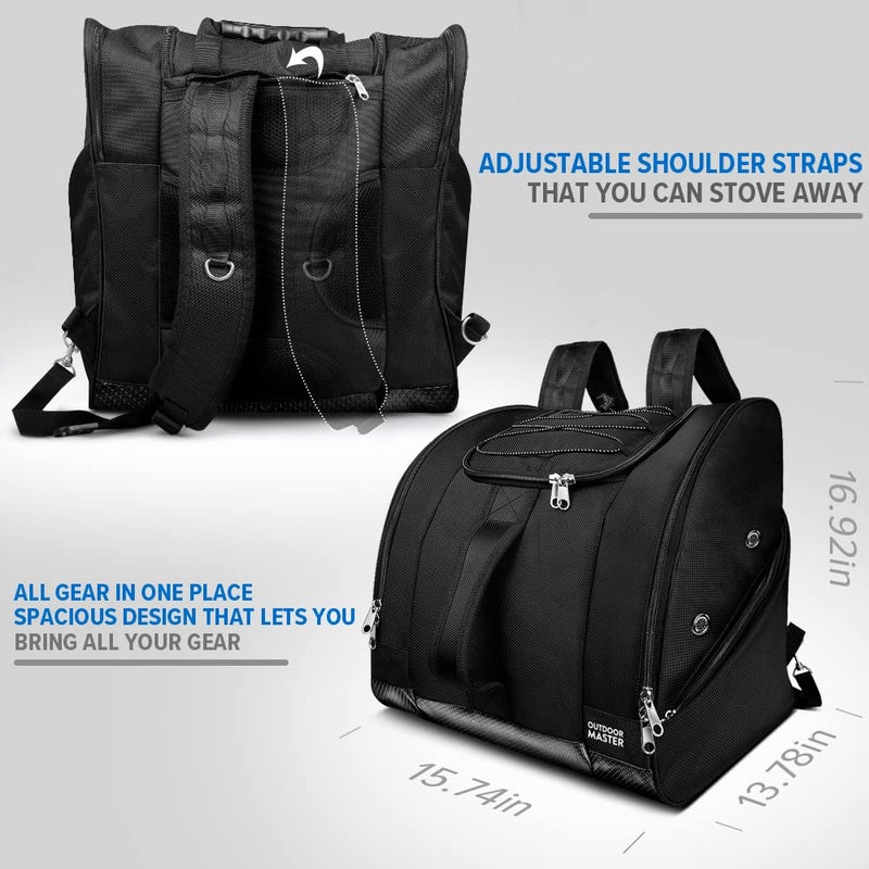 OutdoorMaster Boot Bag POLAR BEAR - 50L Ski Boots and Snowboard Boots Bag, Excellent for Travel with Waterproof Exterior & Bottom - for Men, Women and Youth - Black - Image 2