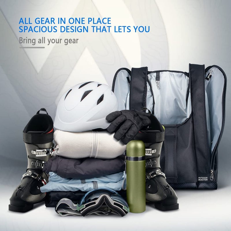 OutdoorMaster Boot Bag POLAR BEAR - 50L Ski Boots and Snowboard Boots Bag, Excellent for Travel with Waterproof Exterior & Bottom - for Men, Women and Youth - Black - Image 3