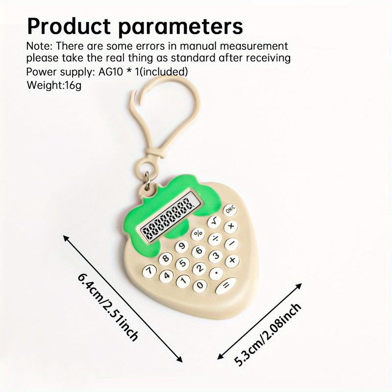 حاسبة سلسلة مفاتيح على شكل فراولة حمراء زاهية - محمولة وصغيرة الحجم - لعبة مبتكرة - Image 3