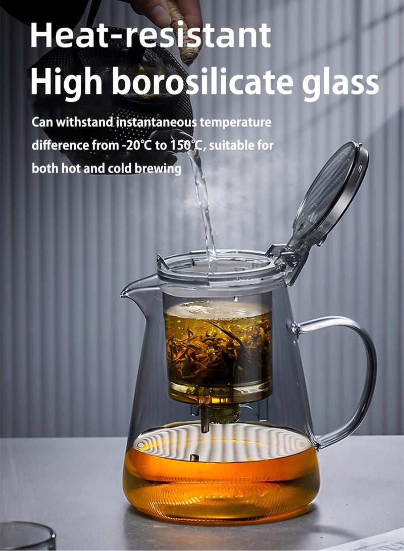 LOOPITYS 1000ML detachable glass teapot, one click automatic water outlet, high temperature resistant tea separation filter. Tea set that can filter tea leaves can be used as a tea set gift - Image 4