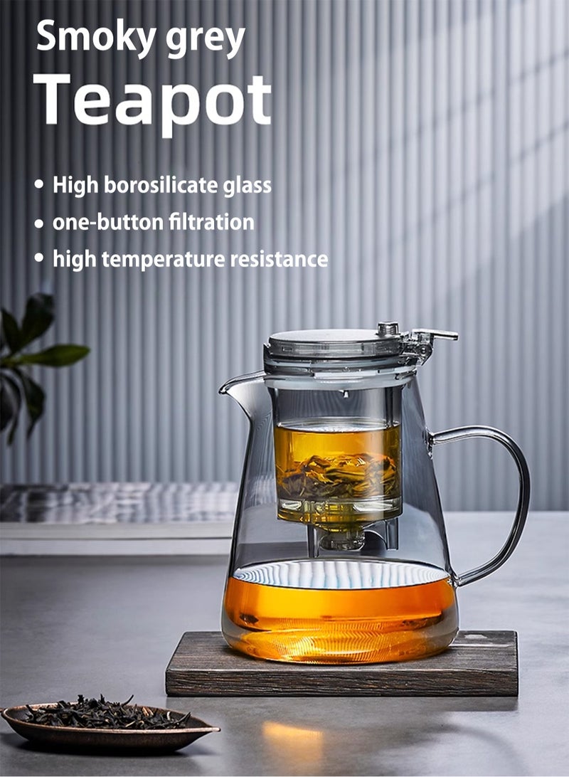 LOOPITYS 1000ML detachable glass teapot, one click automatic water outlet, high temperature resistant tea separation filter. Tea set that can filter tea leaves can be used as a tea set gift - Image 2