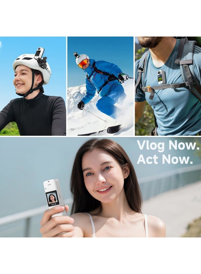 SJCAM C300 Pocket Camera 4K, 3800mAh Battery 6-Axis Stabilizer Action Camera, Dual-Touch Screen Body Camera, Waterproof, Suitable for Vlogging and Live Streaming, with Helmet Mount Kits, White - Image 4