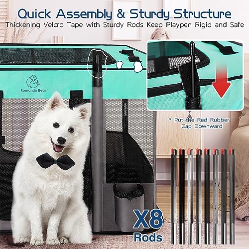 Romantic bear Dog Playpen,Pet Playpen,Foldable Puppy Cat Playpen,Portable Exercise Kennel Tent Crate,Water-Resistant Breathable Shade Cover, Indoor Outdoor Travel Camping Use for Small Animals with Carrying Case(S) - Image 4
