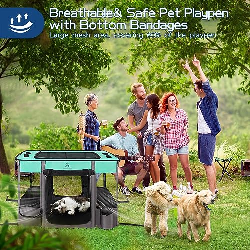 Romantic bear Dog Playpen,Pet Playpen,Foldable Puppy Cat Playpen,Portable Exercise Kennel Tent Crate,Water-Resistant Breathable Shade Cover, Indoor Outdoor Travel Camping Use for Small Animals with Carrying Case(S) - Image 2
