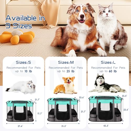 Romantic bear Dog Playpen,Pet Playpen,Foldable Puppy Cat Playpen,Portable Exercise Kennel Tent Crate,Water-Resistant Breathable Shade Cover, Indoor Outdoor Travel Camping Use for Small Animals with Carrying Case(S) - Image 3