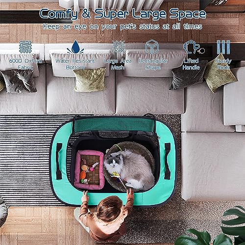 Romantic bear Dog Playpen,Pet Playpen,Foldable Puppy Cat Playpen,Portable Exercise Kennel Tent Crate,Water-Resistant Breathable Shade Cover, Indoor Outdoor Travel Camping Use for Small Animals with Carrying Case(S) - Image 5