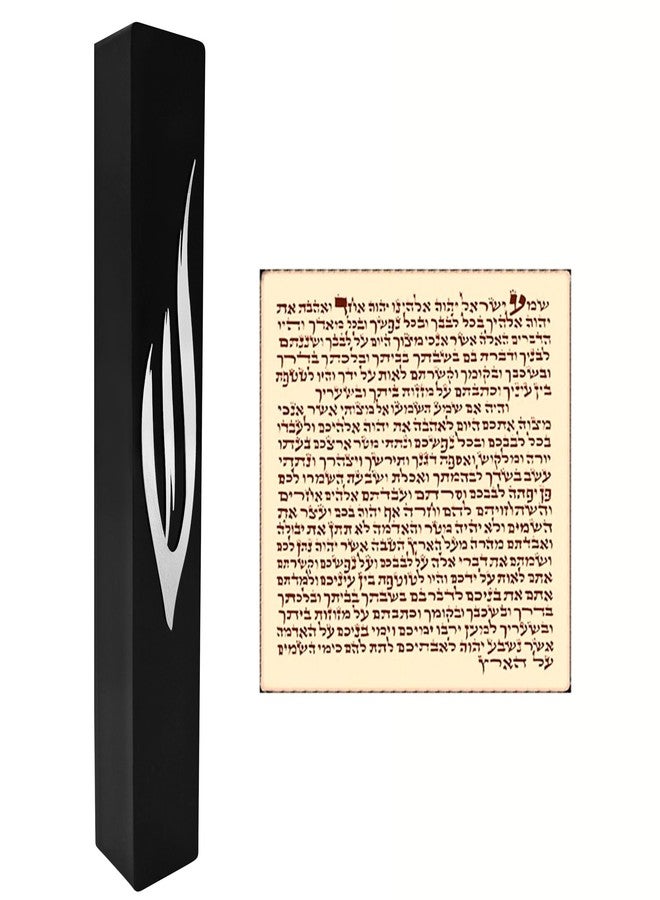 TALISMAN4U Waterproof Mezuzah Case with Scroll Silver Hebrew Shin Classic Design Israel Judaica Gift Protection Door Mezuza for Home 5 inch (Black) - Image 1