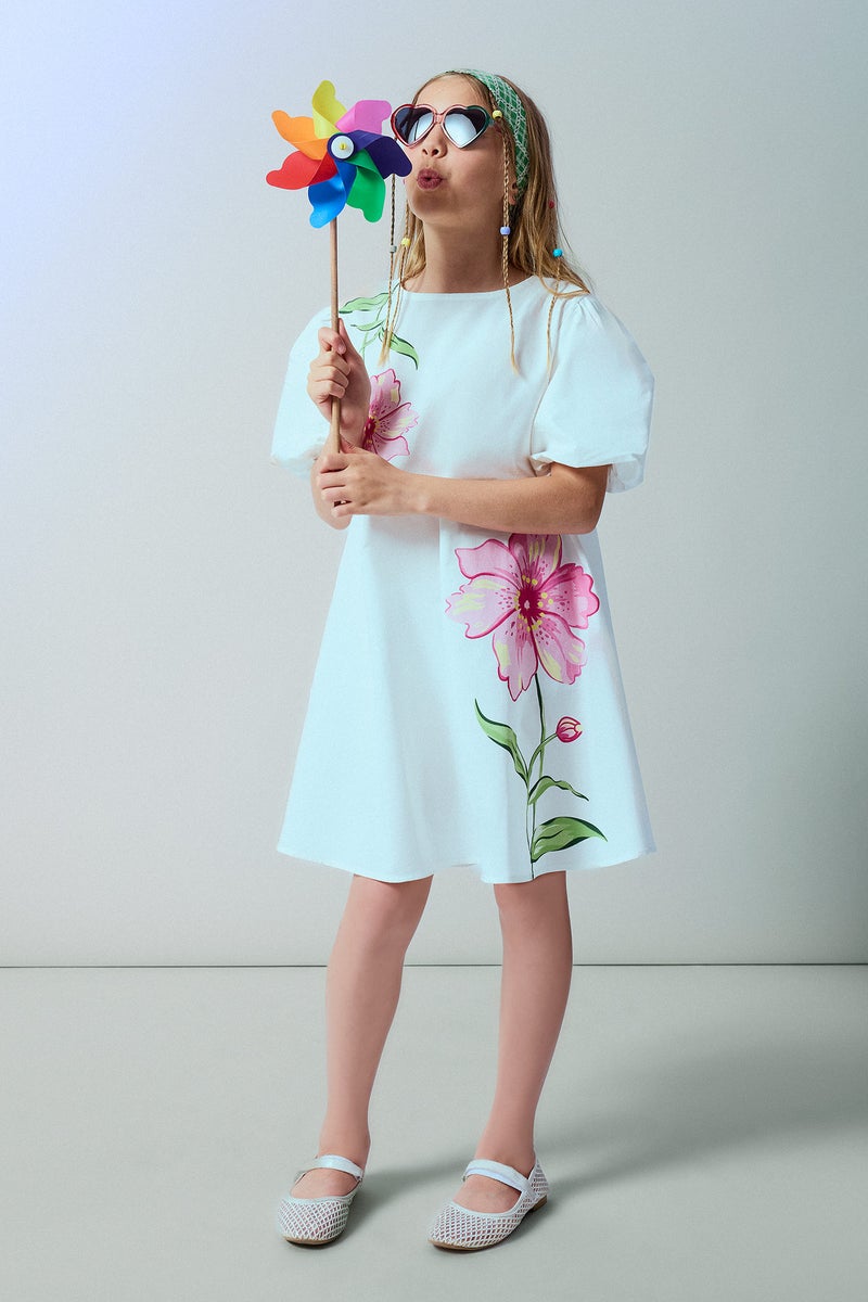 DeFacto White Girl Girl Short Sleeve Woven Dress Casual - Image 1