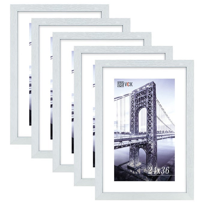 24 X 36 WHITE WOOD FRAME FOR WALL WITH PLEXIGLASS HANGING HARDWARE PICTURE FRAME LARGE POSTER FRAME FOR ARTWORK CERTIFICATE INCLUDED 5 PACK